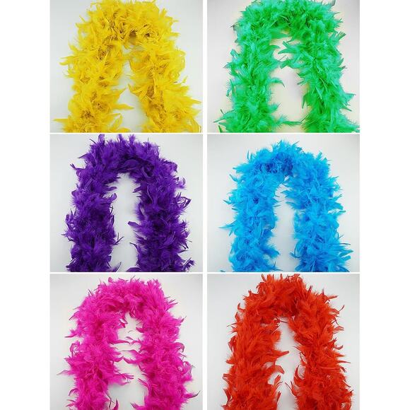Vibrant Flapper Feather Boas Party Pack with Heart-Shaped Sunglasses 6 Pcs - Picture 1 of 9